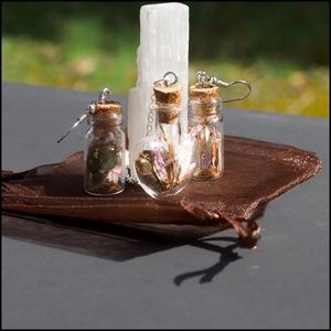 The Financial Healer & Money Manifestor vial necklace and earring set